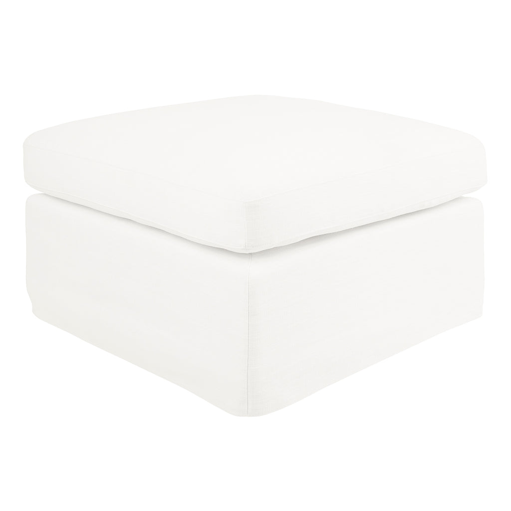 Birkshire Slip Cover Ottoman - White Linen