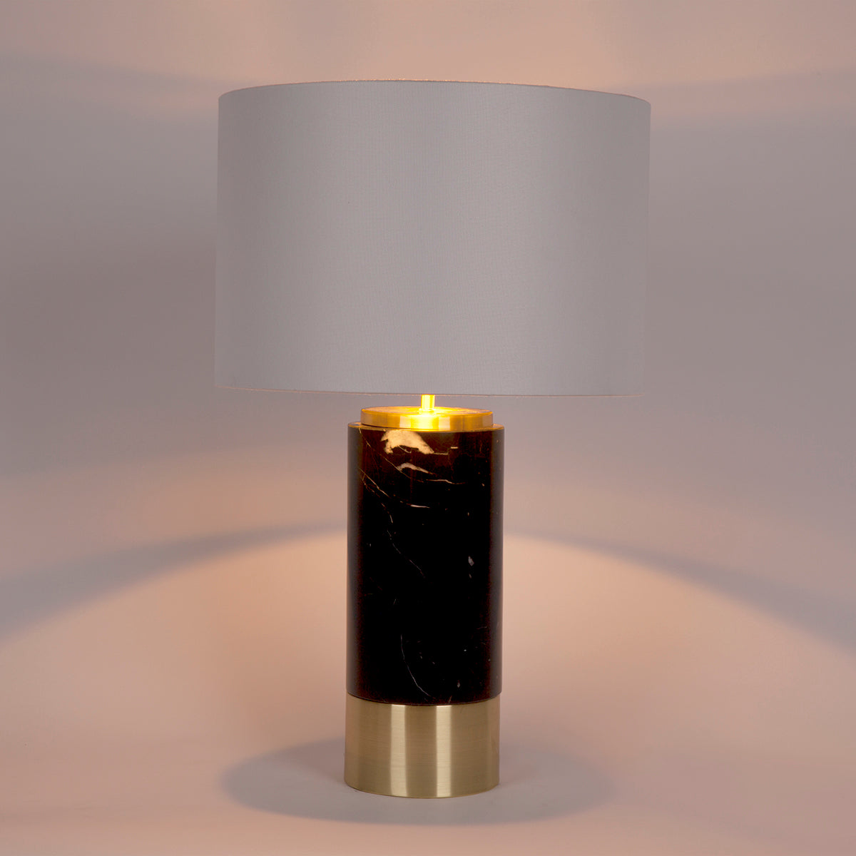 Paola Marble Table Lamp - Black w White Shade