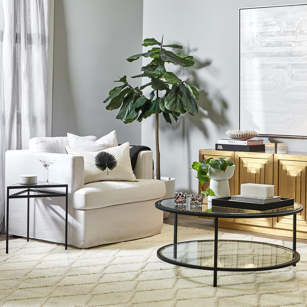 Cocktail Glass Round Coffee Table - Black