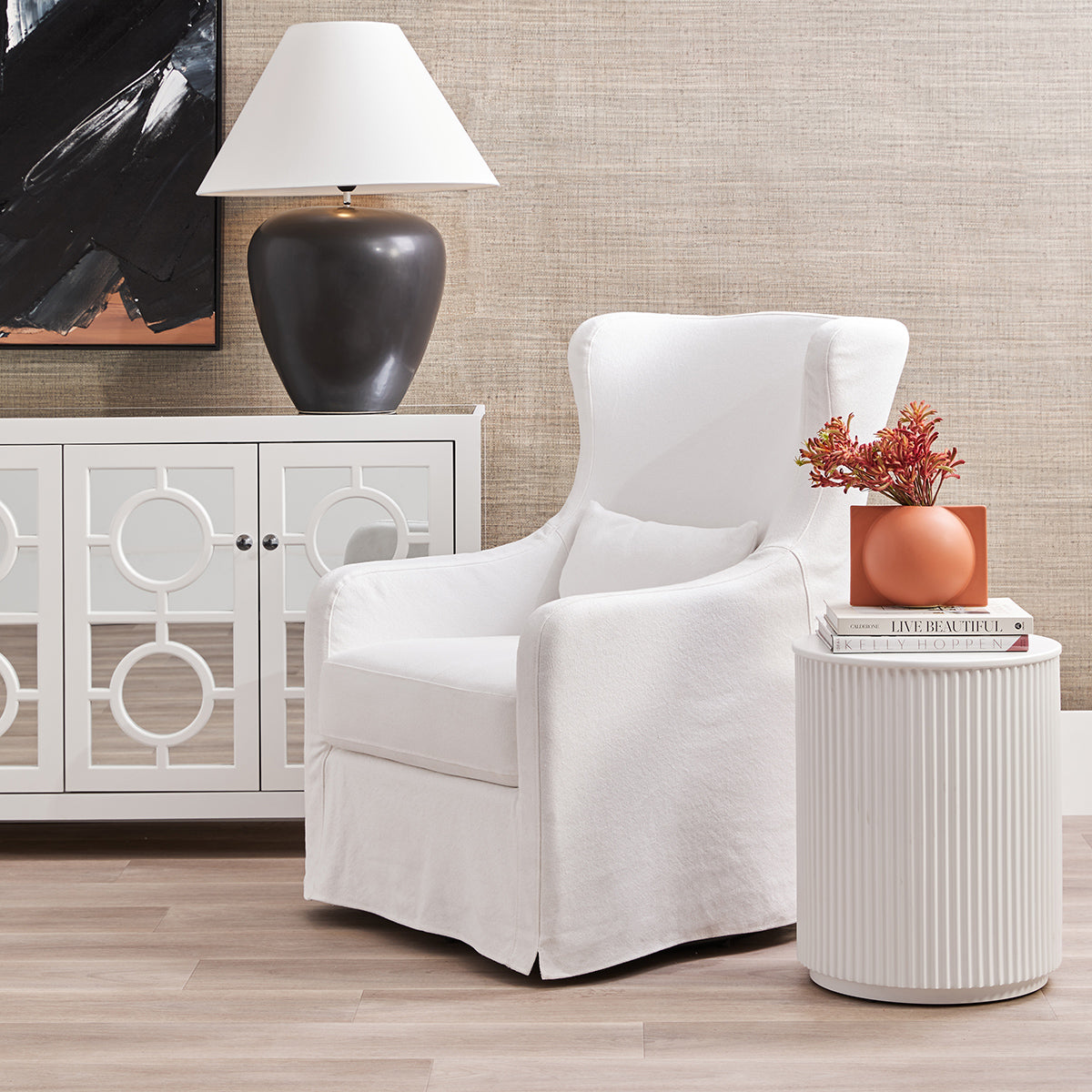 Nomad Round Side Table - White