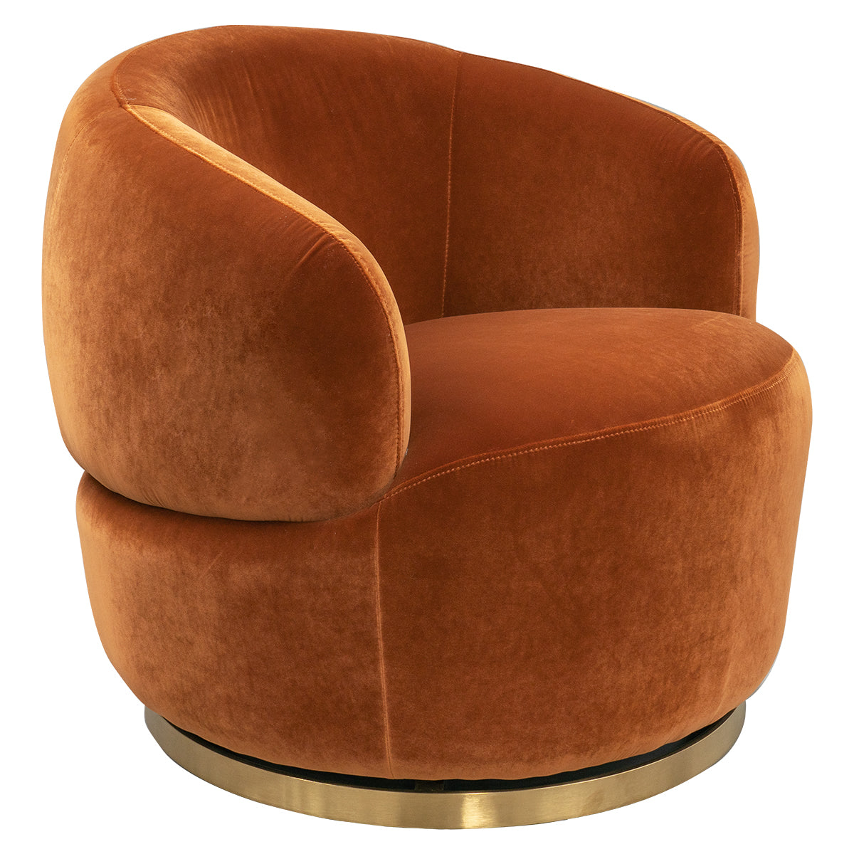 Tubby Swivel Arm Chair - Caramel Velvet