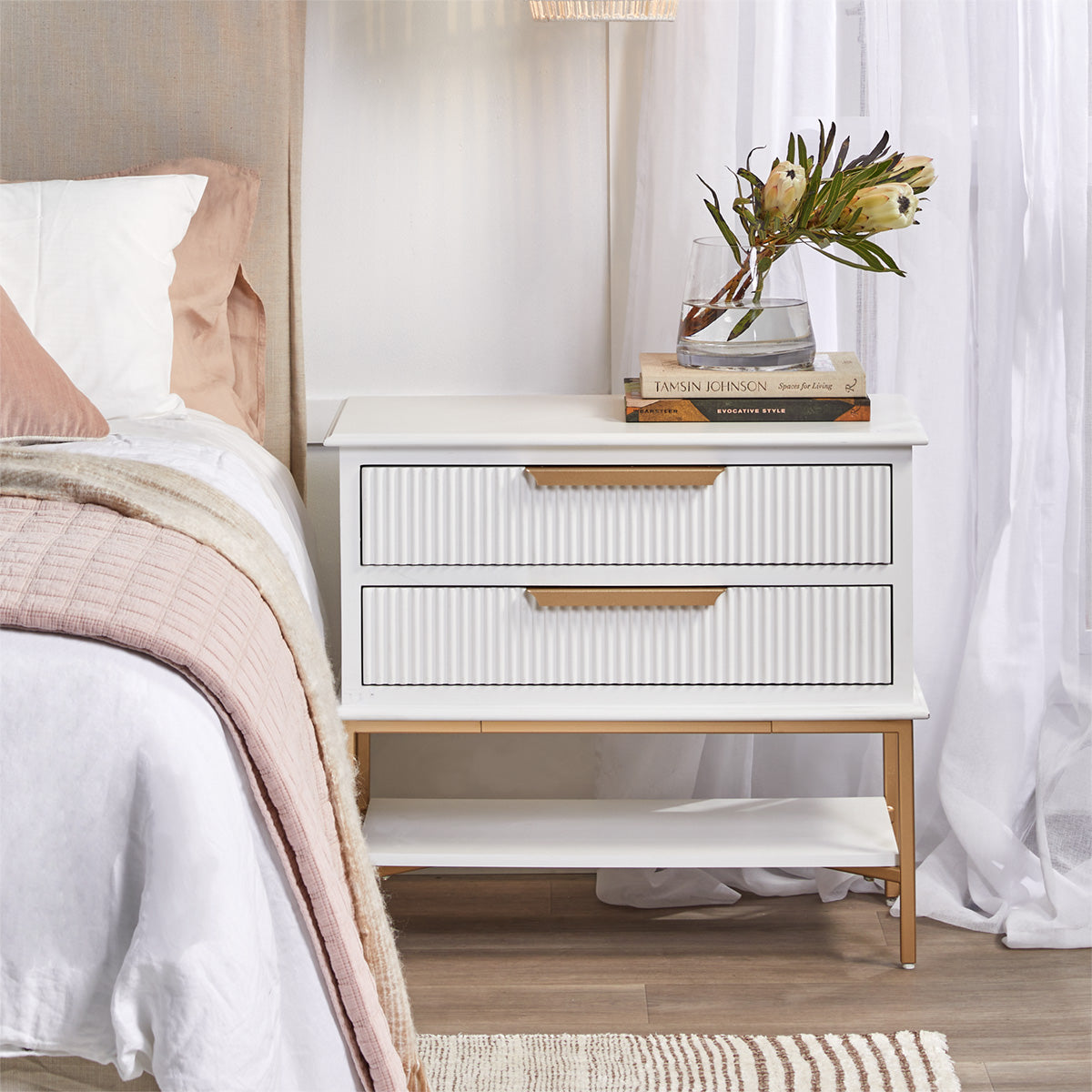 Aimee Bedside Table - Large White