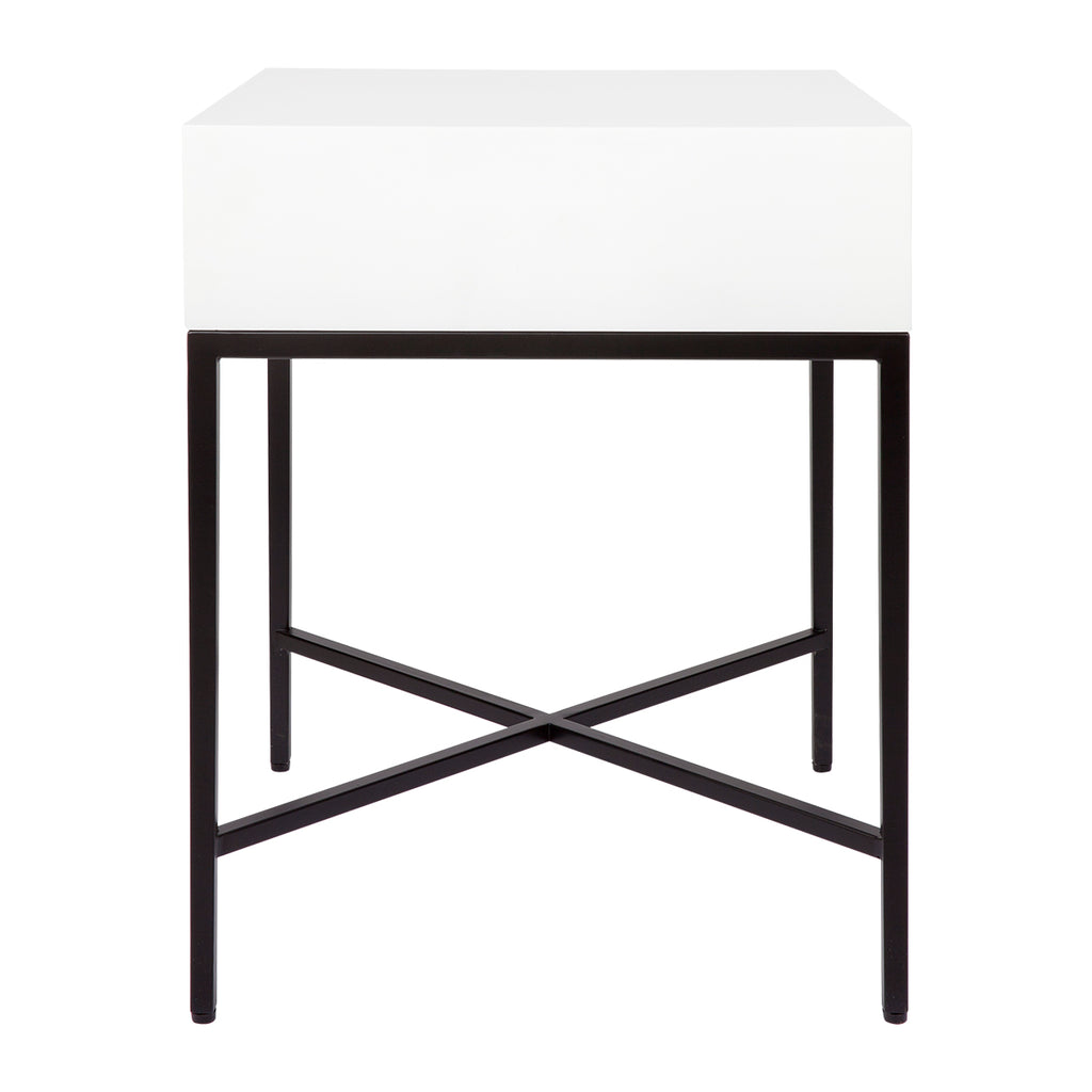 Nessa White Bedside Table - Black