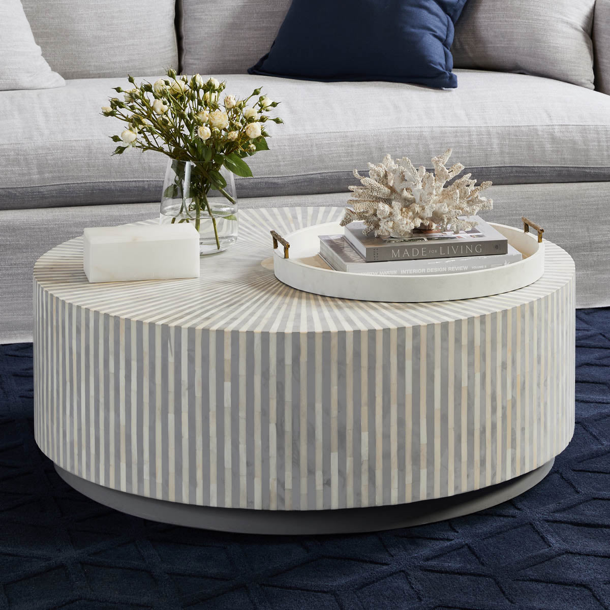 Makayla Bone Inlay Coffee Table - Grey