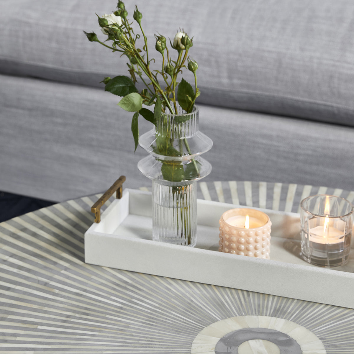 Makayla Bone Inlay Coffee Table - Grey