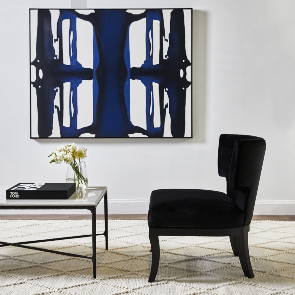 Heston Rectangle Marble Coffee Table - Black
