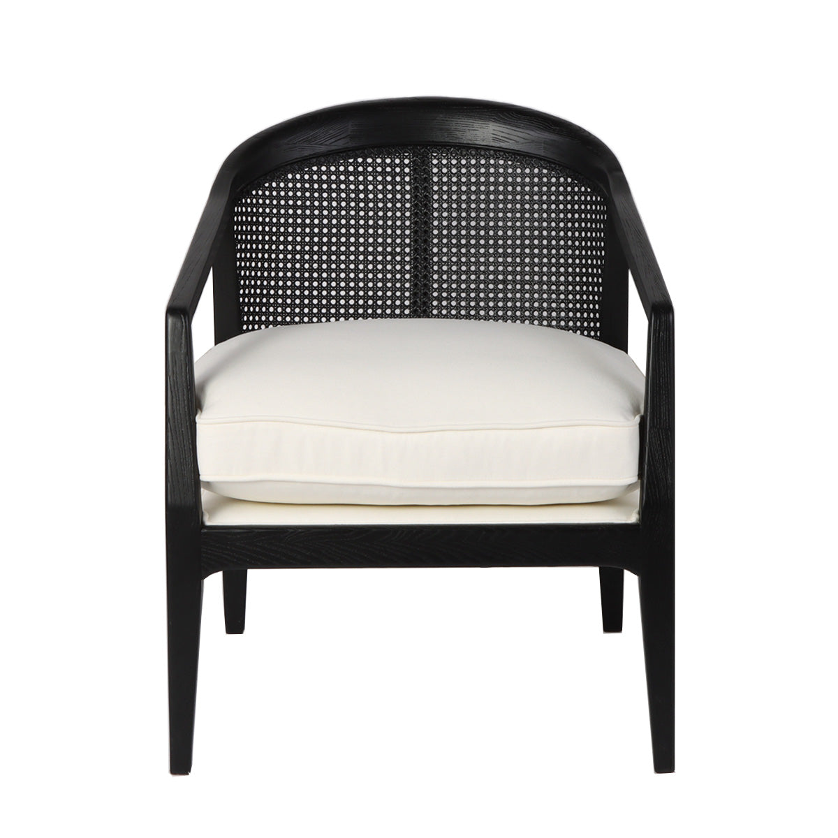 Willow Black Rattan Arm Chair - White Linen