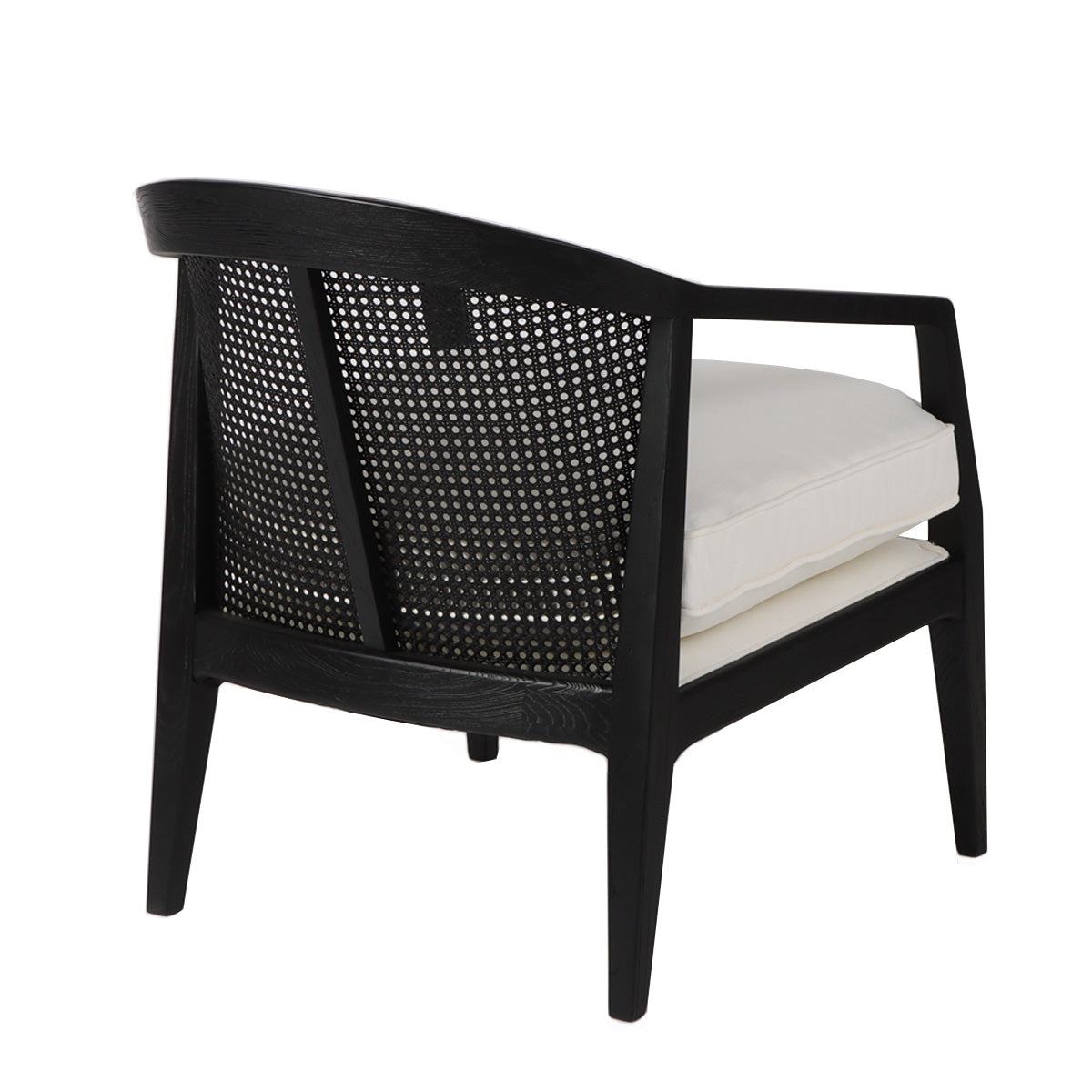 Willow Black Rattan Arm Chair - White Linen