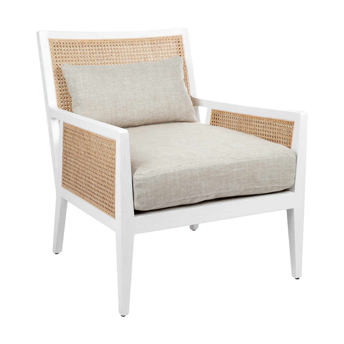 Kane White Rattan Arm Chair - Natural Linen