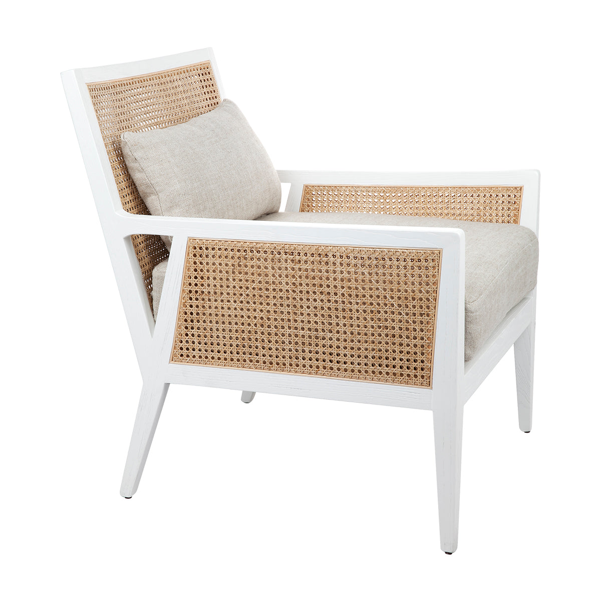 Kane White Rattan Arm Chair - Natural Linen