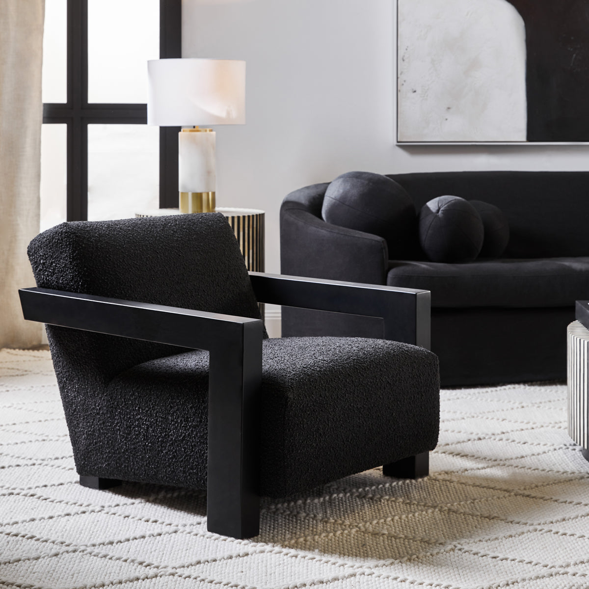 Lennon Arm Chair - Black Boucle