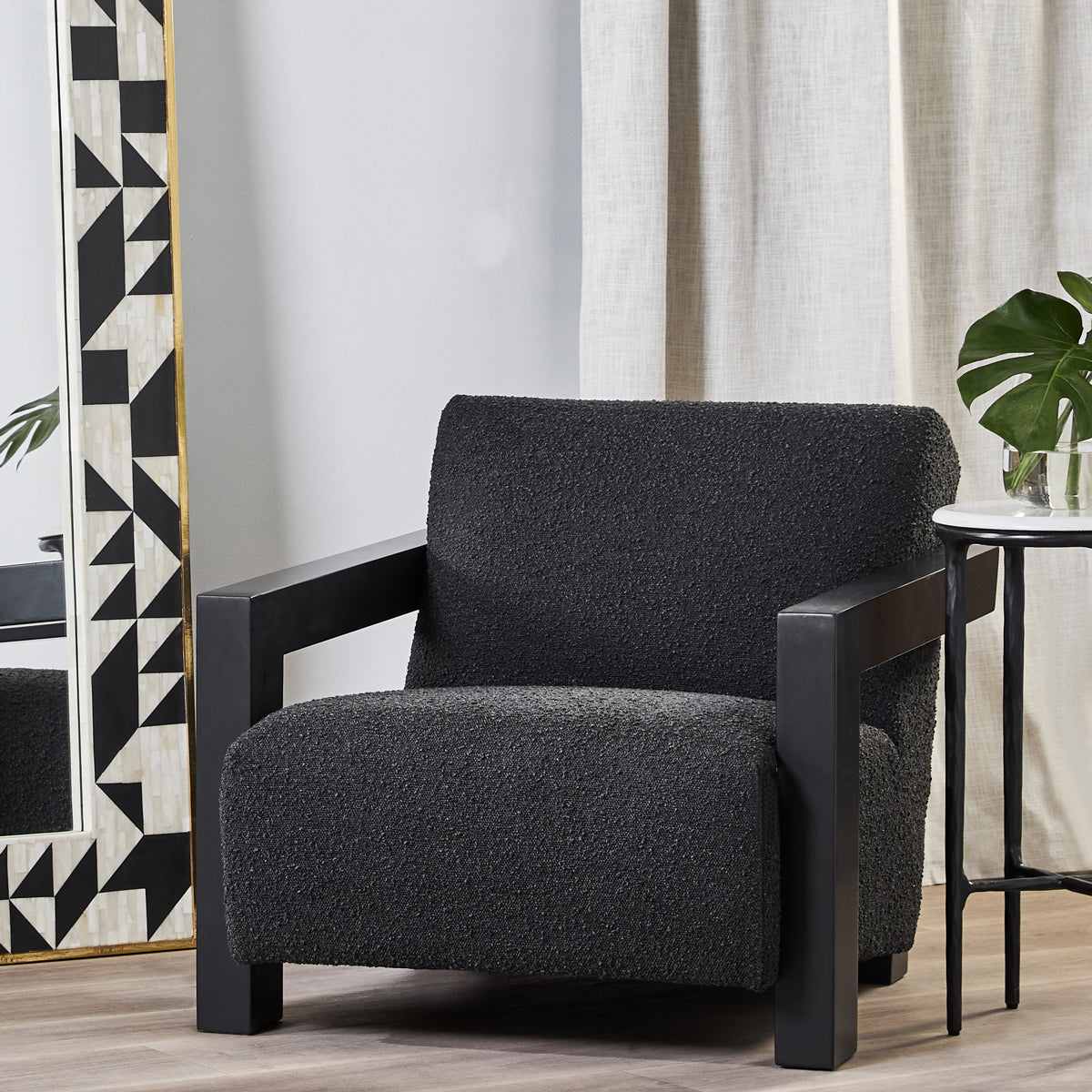 Lennon Arm Chair - Black Boucle