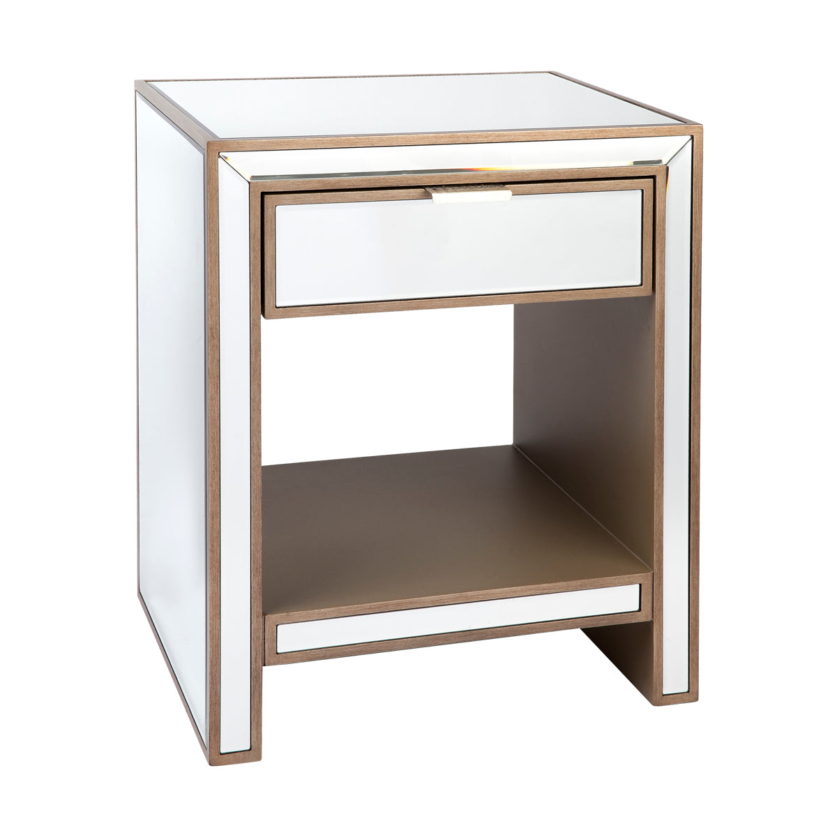 Sabrina Mirrored Bedside Table -Small Antique Gold