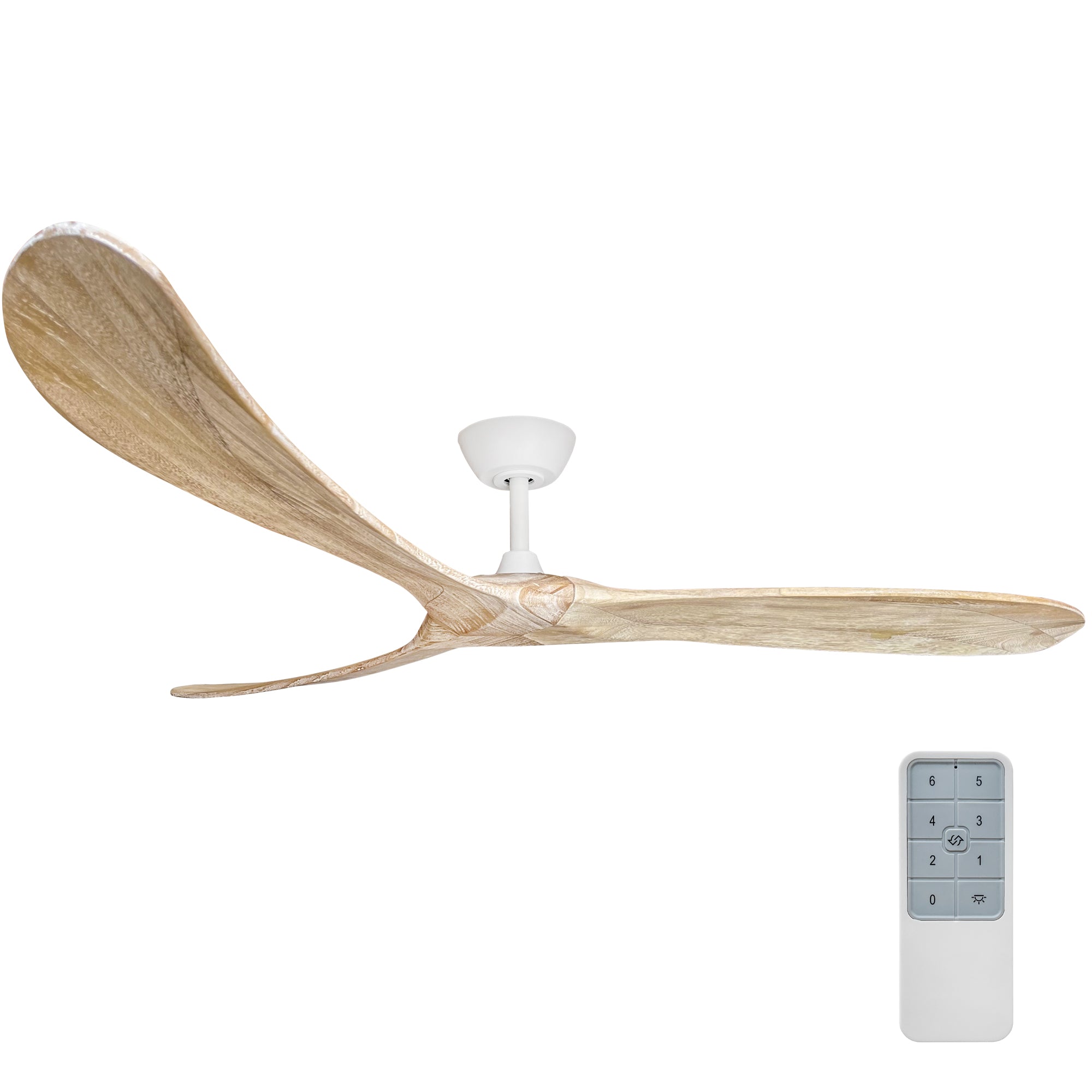 360Fans Timbr 72″ (183cm) White/Weathered Oak 3 Blade DC Ceiling Fan & Remote Control