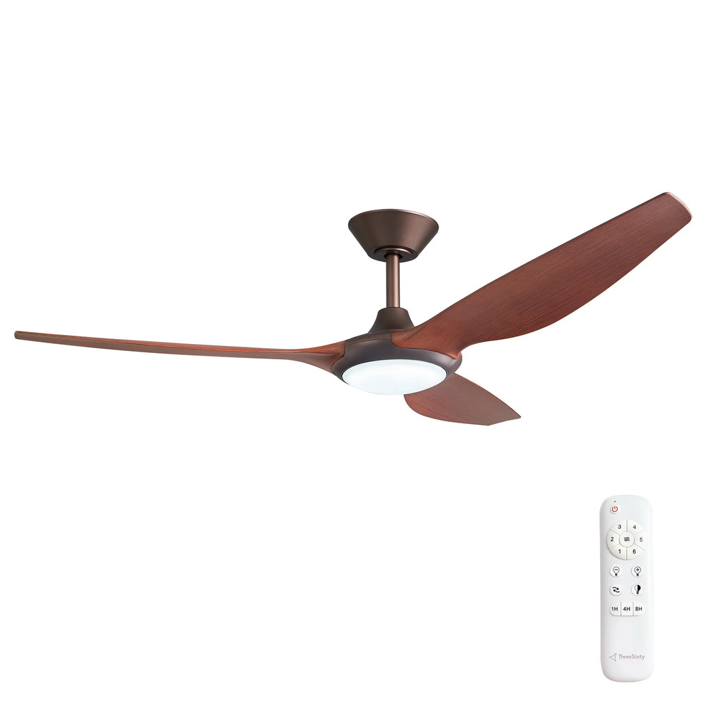 360Fans Delta 56″ (142cm) Bronze/Koa 3 Blade DC Ceiling Fan 