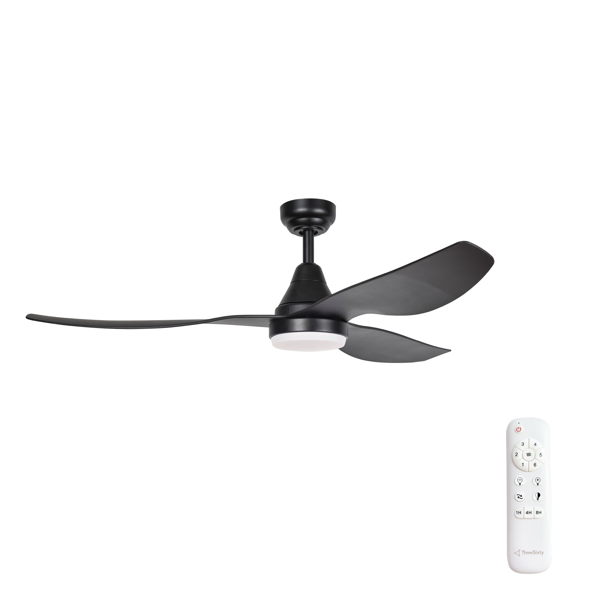 52″ (132cm) Black 3 Blade DC Ceiling Fan with 18W Dimmable LED