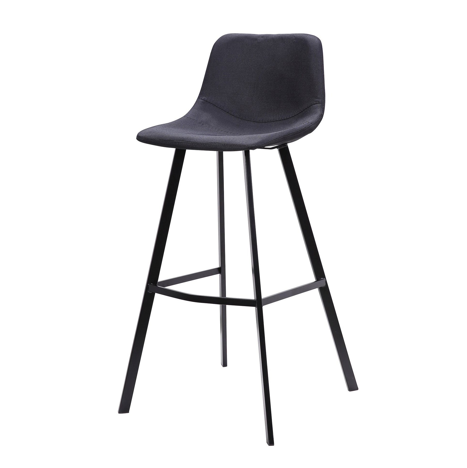 Duke 80cm Bar Stool in Black Fabric (Set of 2)