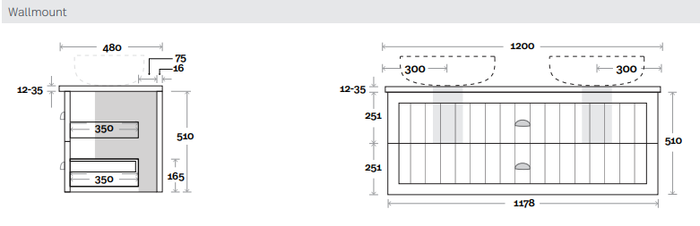 Marquis Chateau 8d 1200mm all drawer double basin