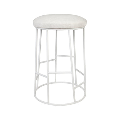 Aiden White Steel Kitchen Stool - Natural Linen