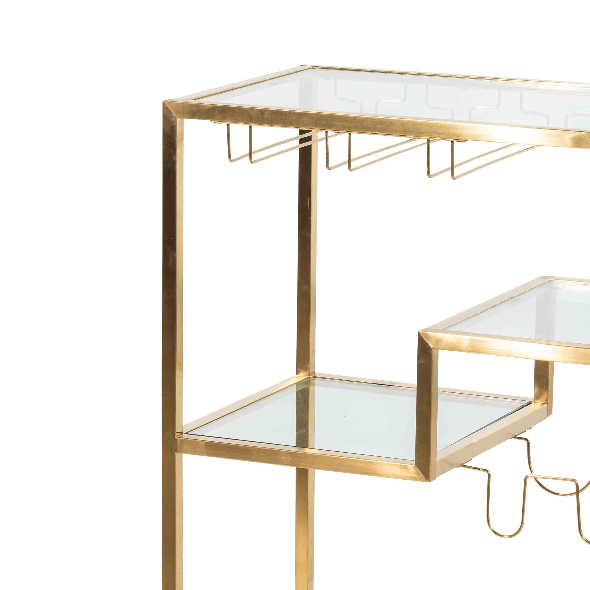 Arden Glass Bar Cart - Brushed Gold Base