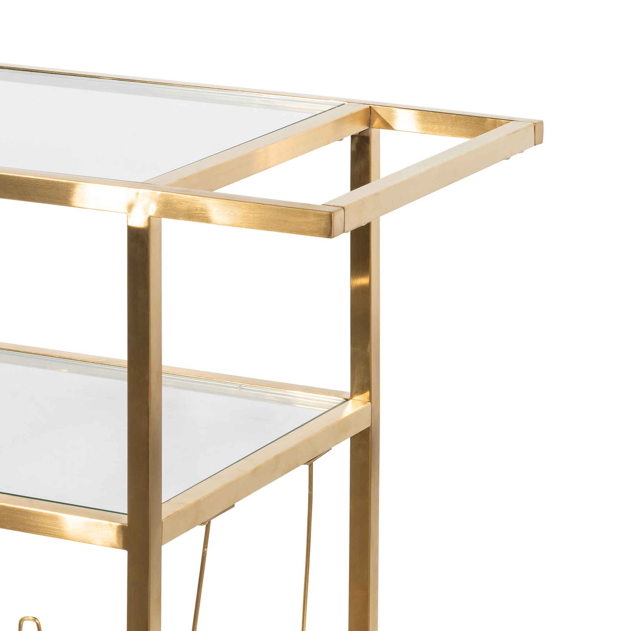 Arden Glass Bar Cart - Brushed Gold Base