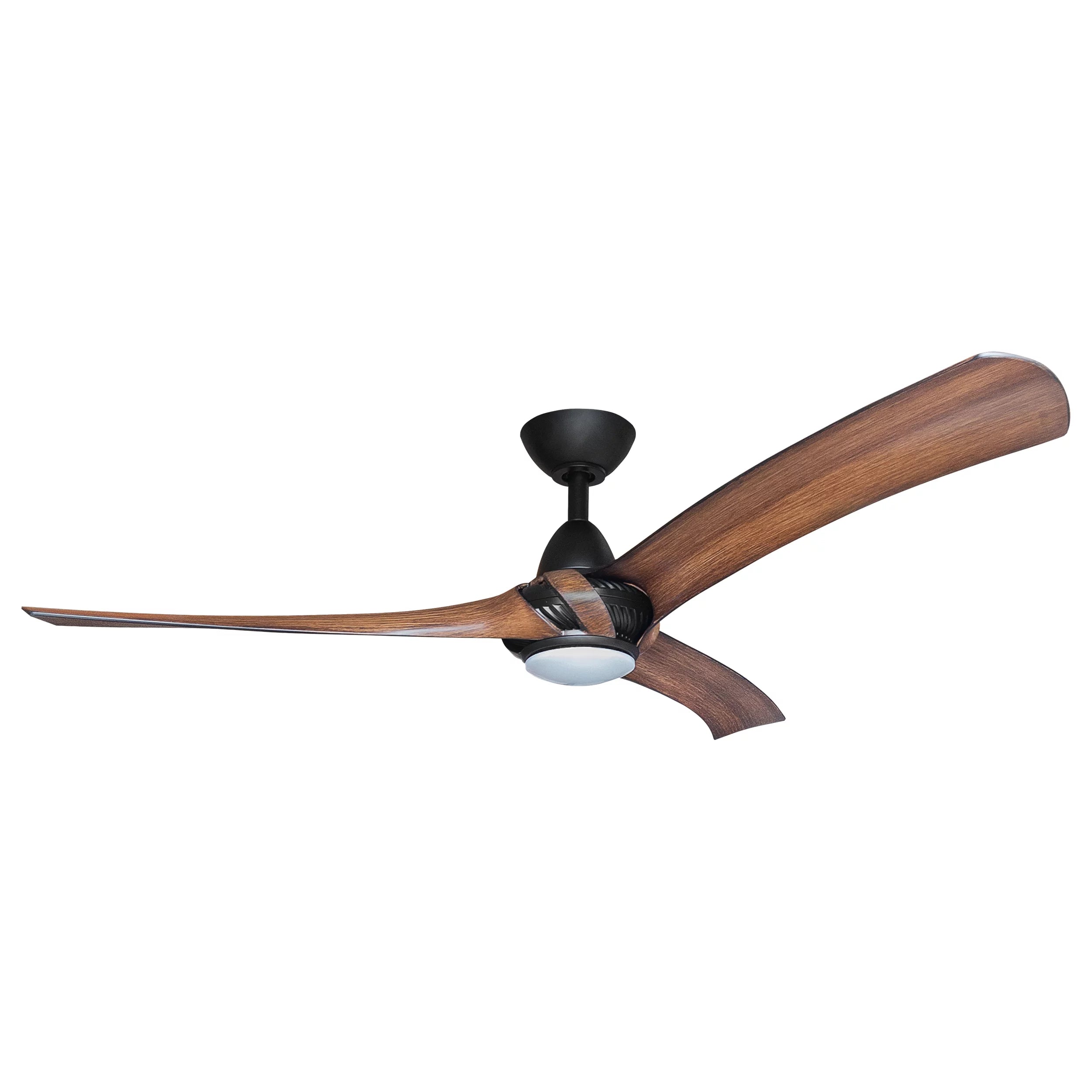 360Fans Arumi V2 52″ (132cm) Black/Koa 3 Blade AC Ceiling Fan with 17W Dimmable LED Light & Wall Control