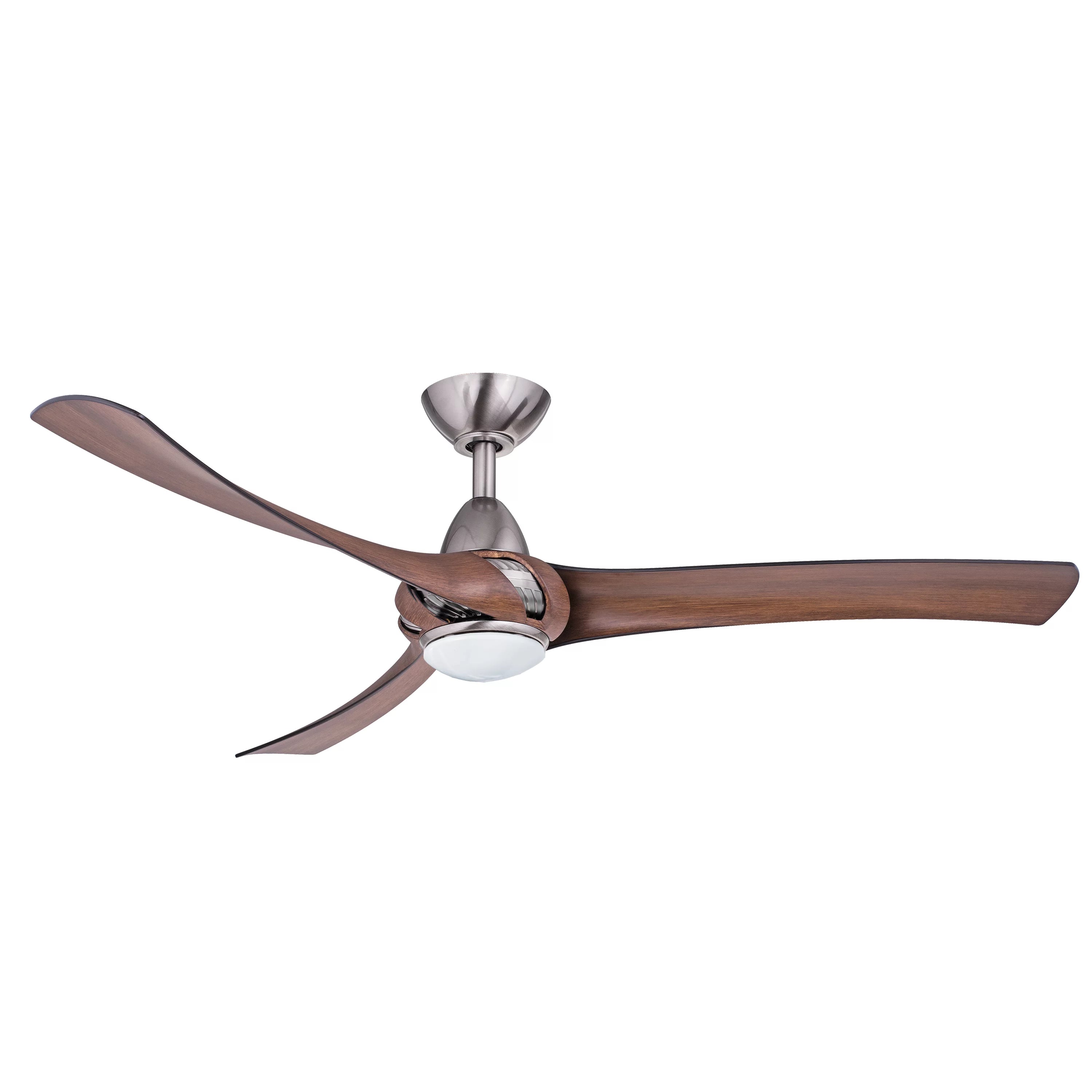 360Fans Arumi V2 52″ (132cm) Pewter/Koa 3 Blade AC Ceiling Fan with 17W Dimmable LED Light & Wall Control