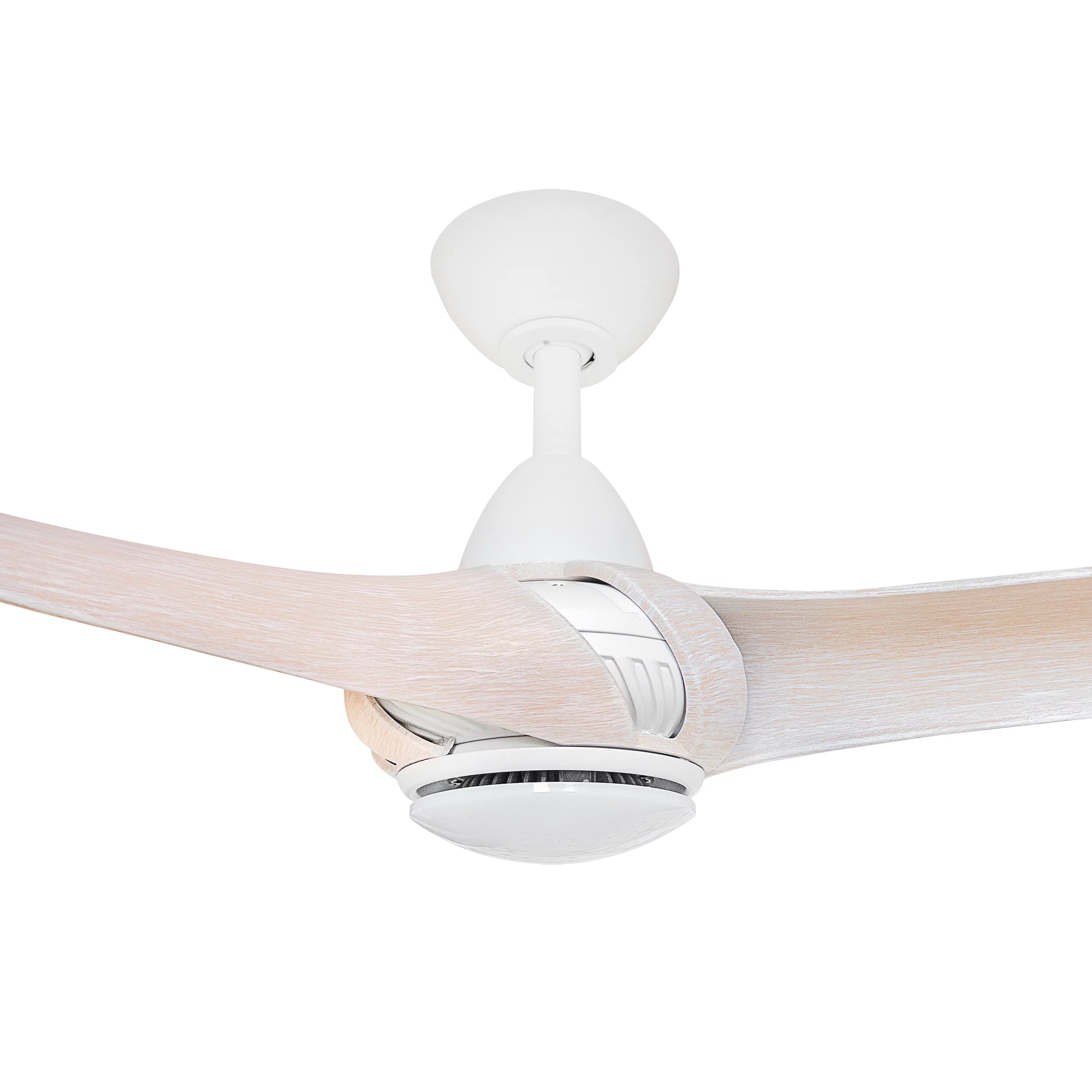 360Fans Arumi V2 52″ (132cm) Matte White/Washed Oak 3 Blade AC Ceiling Fan with 17W Dimmable LED Light & Wall Control