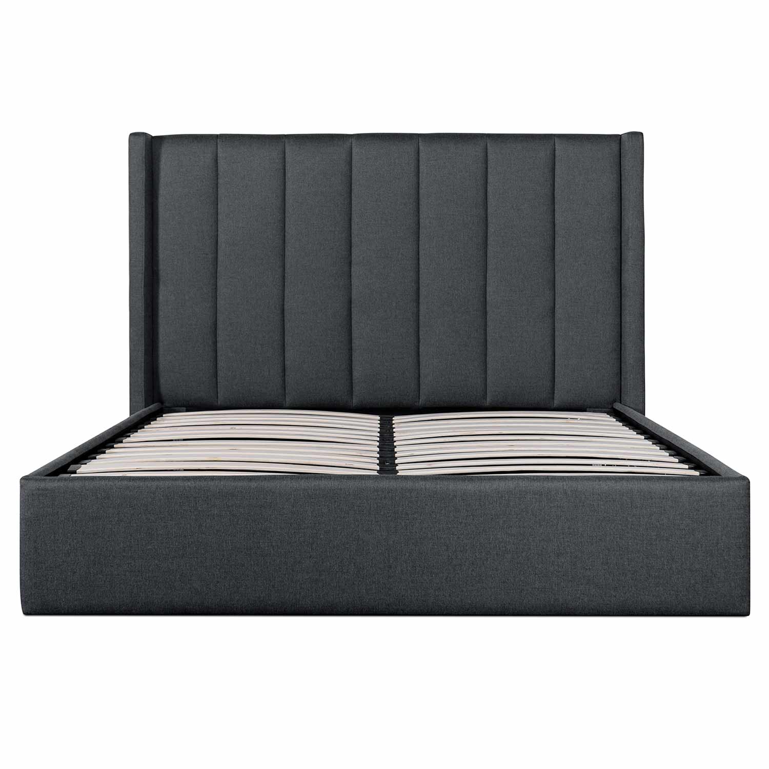 Charcoal Grey Fabric Queen Bed with Storage