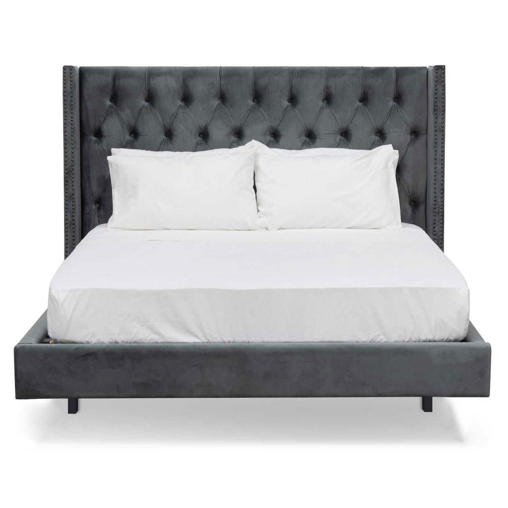 Charcoal Velvet King Bed Frame