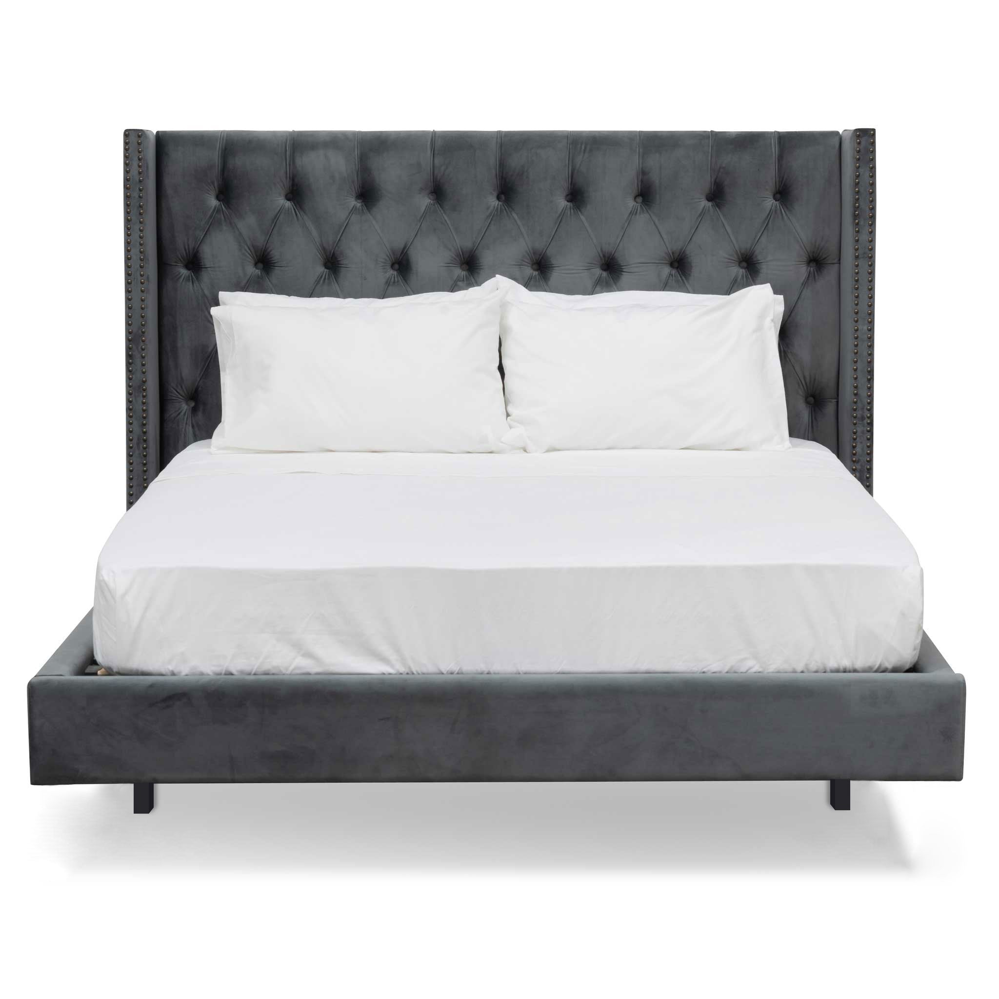 Charcoal Velvet King Bed Frame