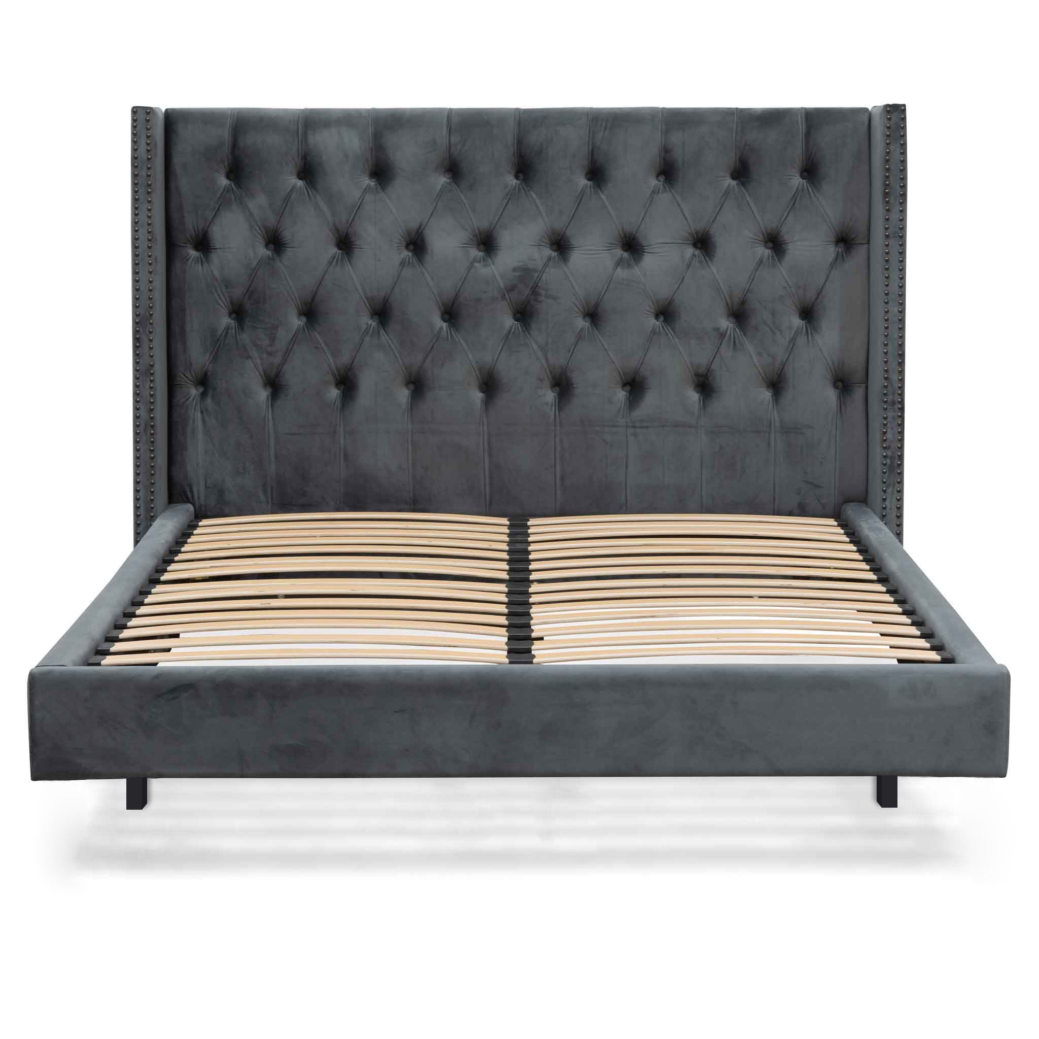 Charcoal Velvet King Bed Frame