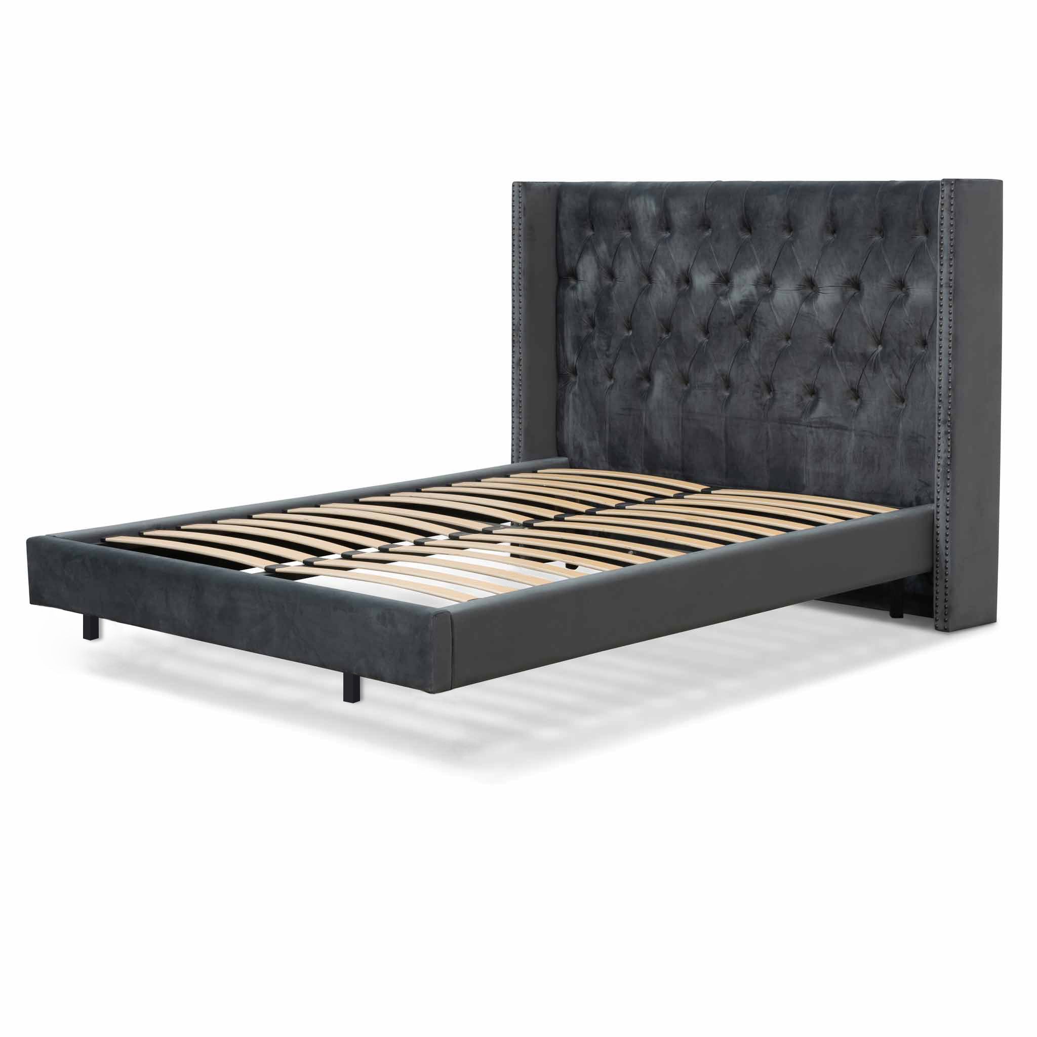 Charcoal Velvet King Bed Frame