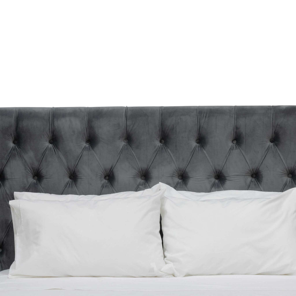 Charcoal Velvet Queen Bed Frame