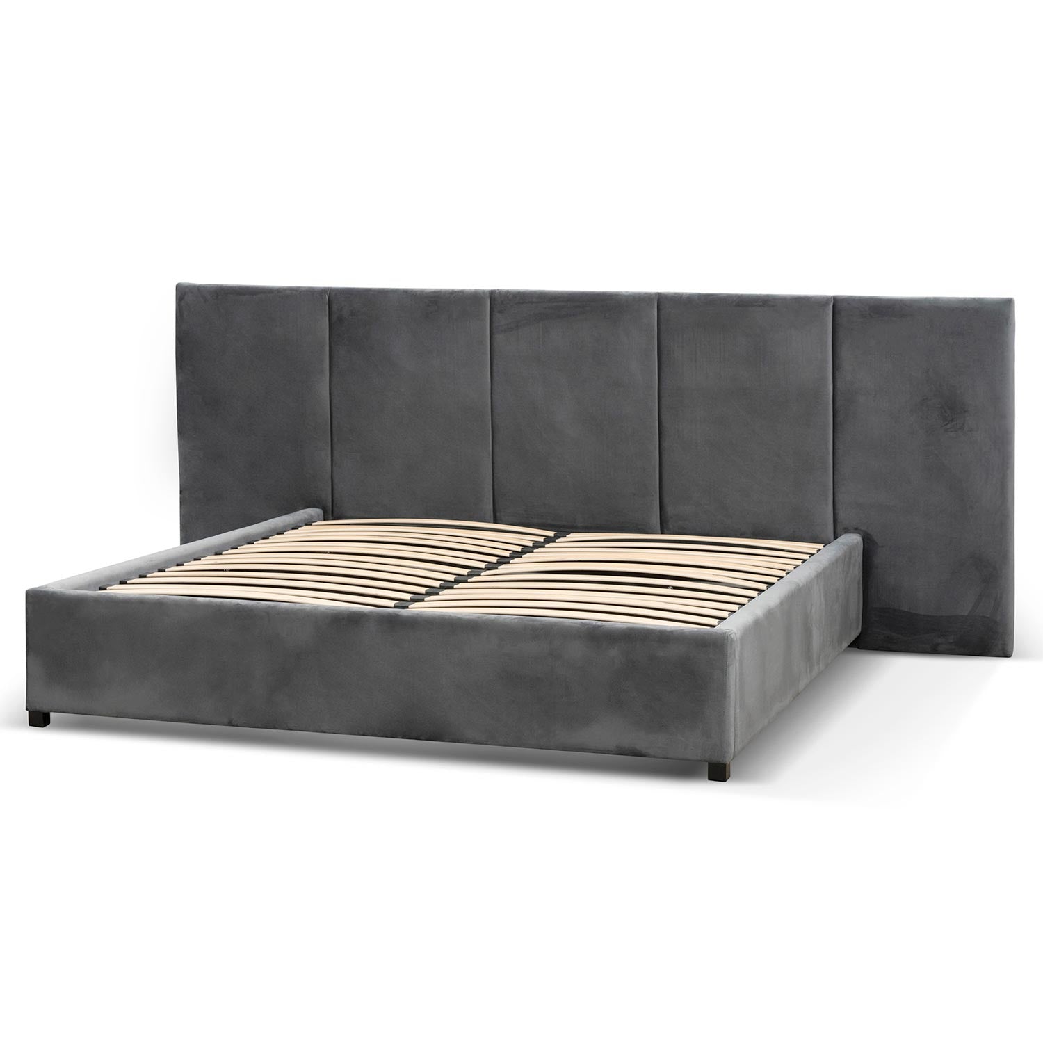 Charcoal Velvet King Bed Frame