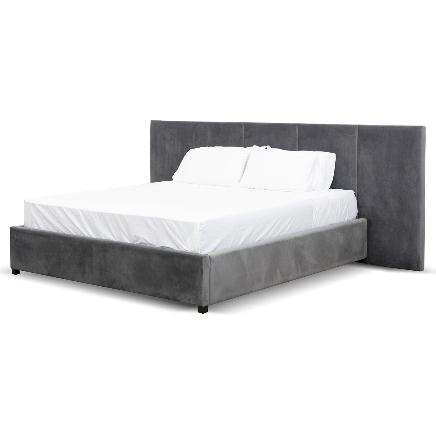 Charcoal Velvet Queen Bed Frame