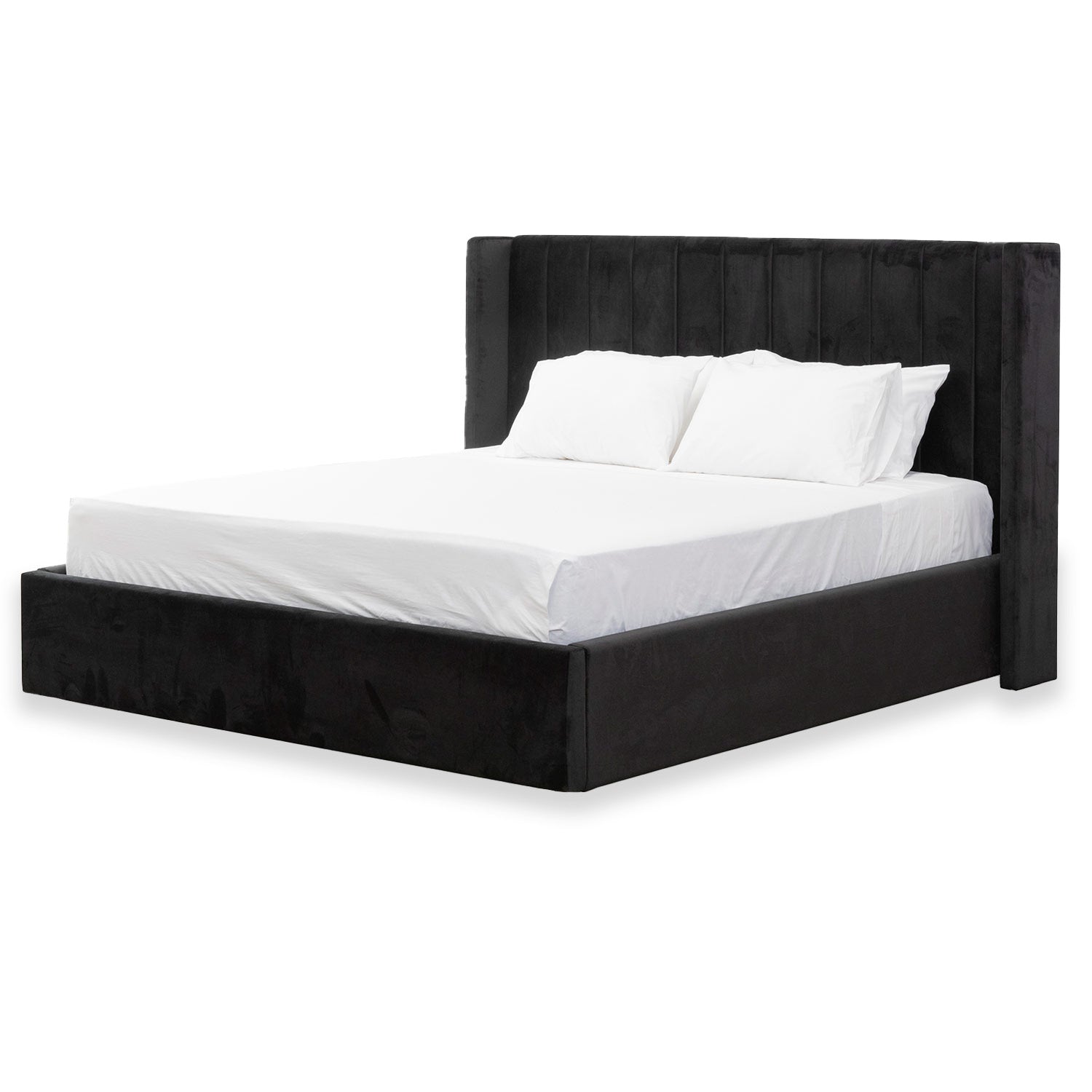 Black Velvet King Sized Wide Base Bed Frame