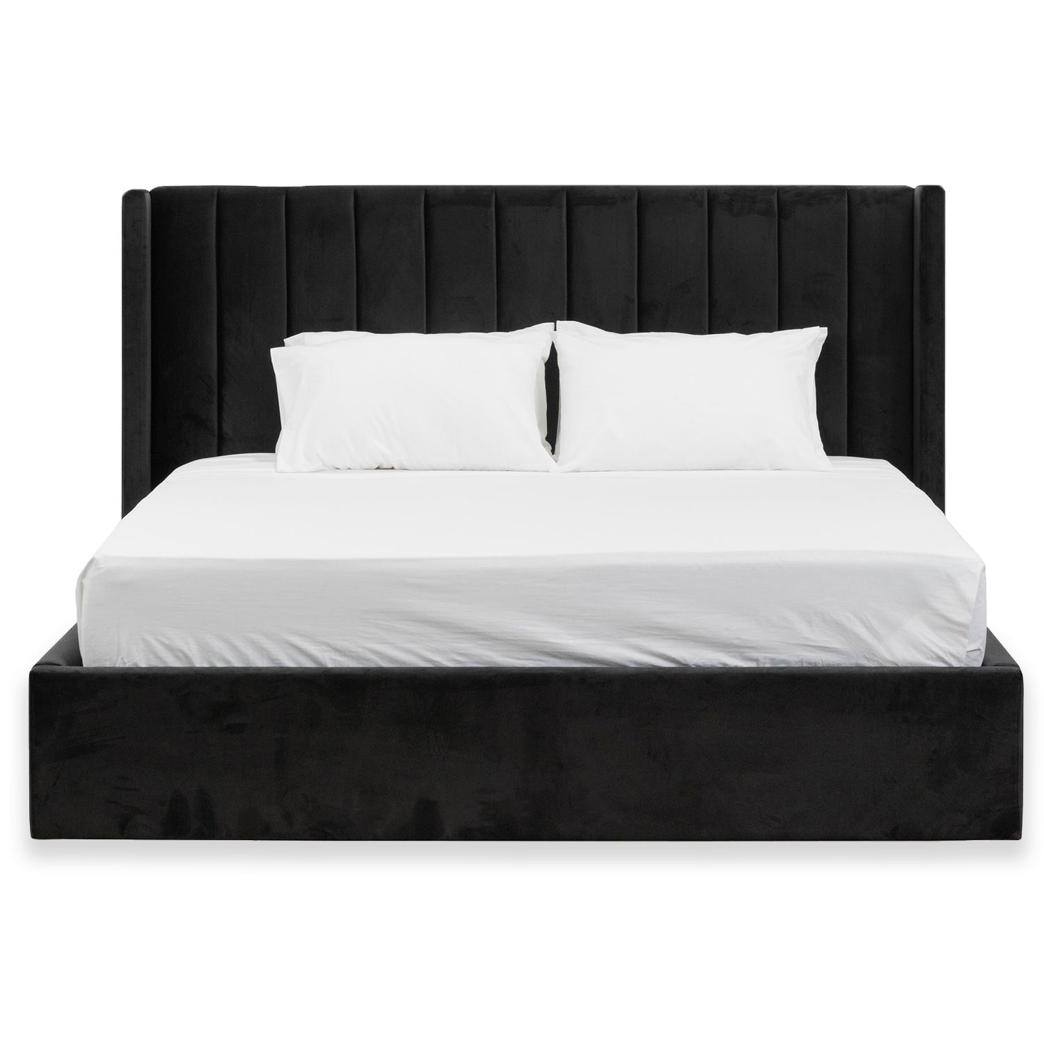 Black Velvet King Sized Wide Base Bed Frame