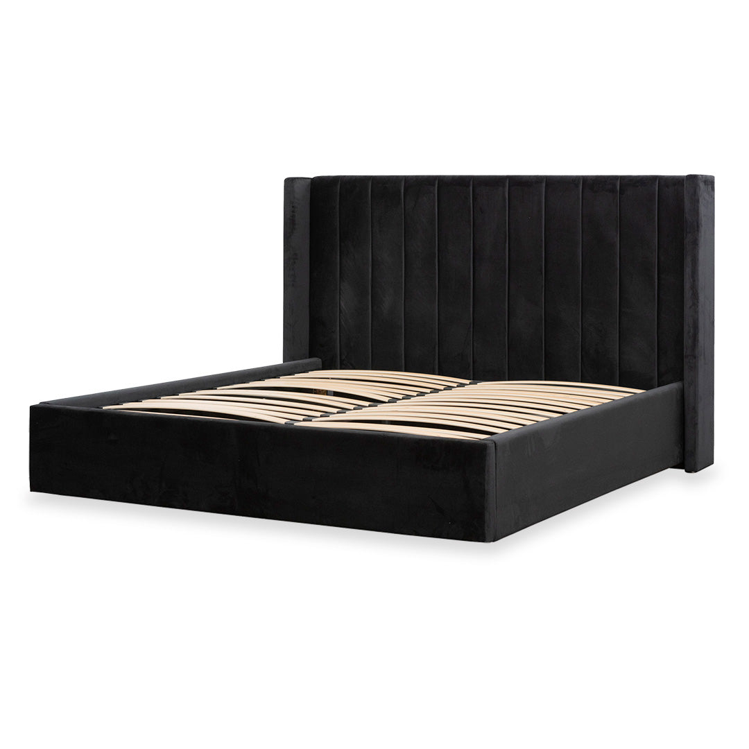 Black Velvet King Sized Wide Base Bed Frame