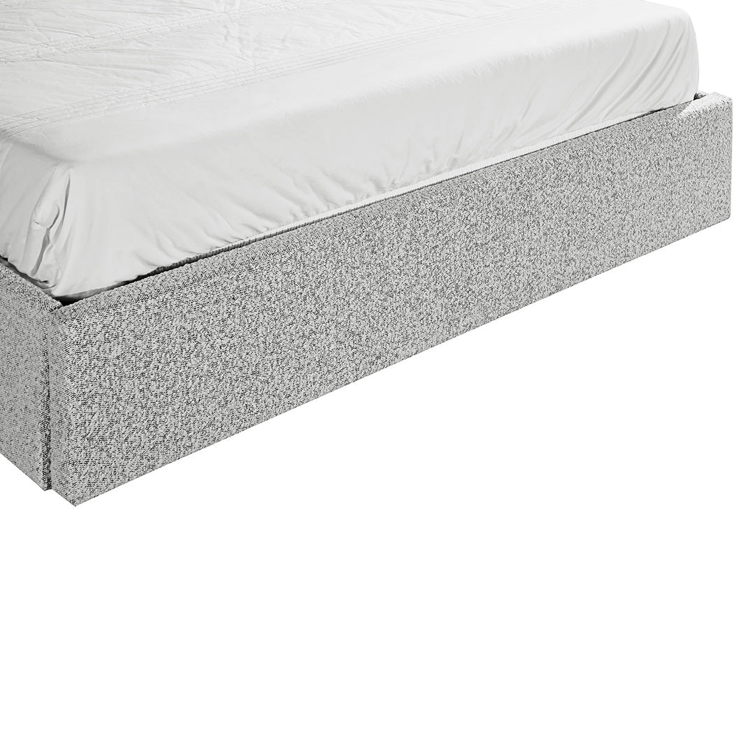 Pepper Boucle Queen Sized Bed Frame with Storage