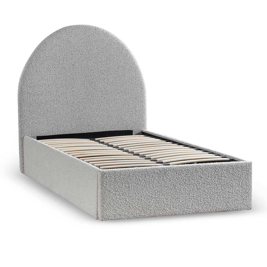 Pepper Boucle with Storage Single Bed Frame