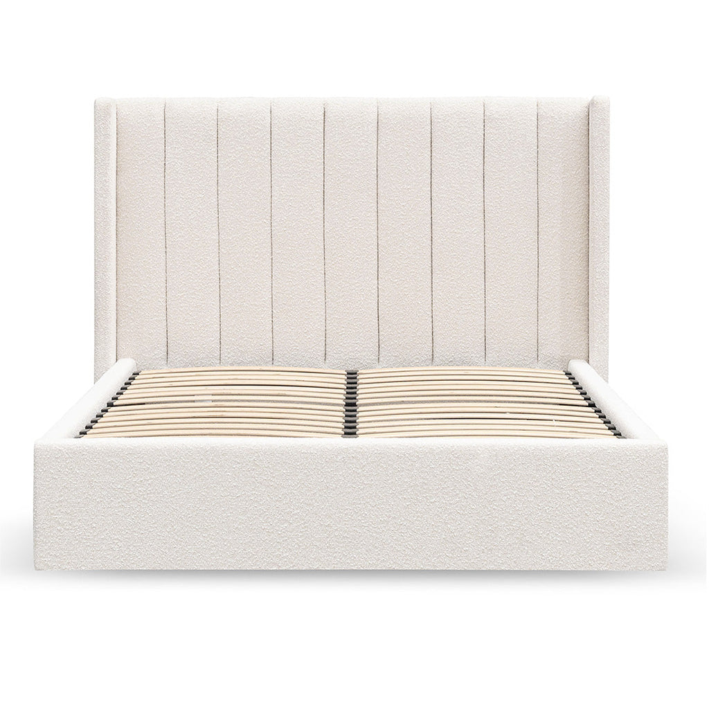 Snow Boucle Wide Base Queen Sized Bed Frame