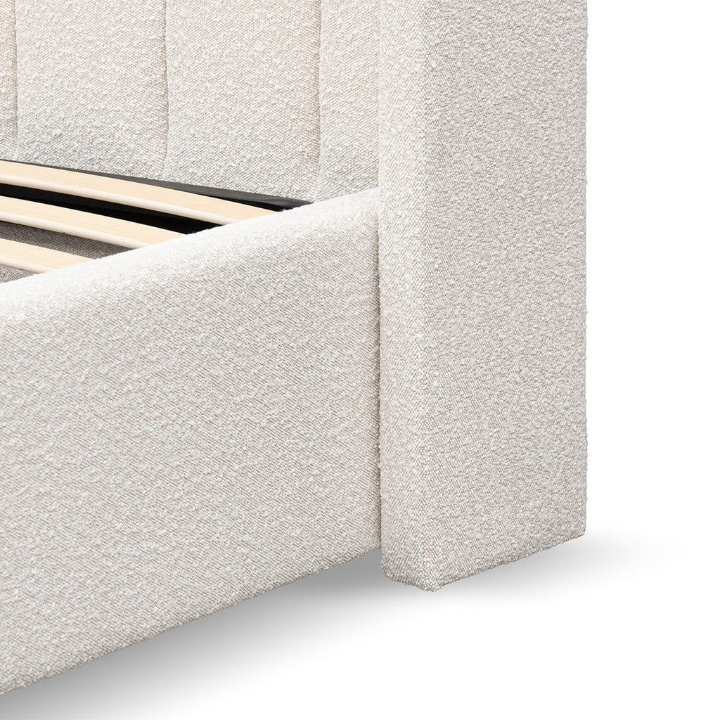 Snow Boucle Wide Base Queen Sized Bed Frame