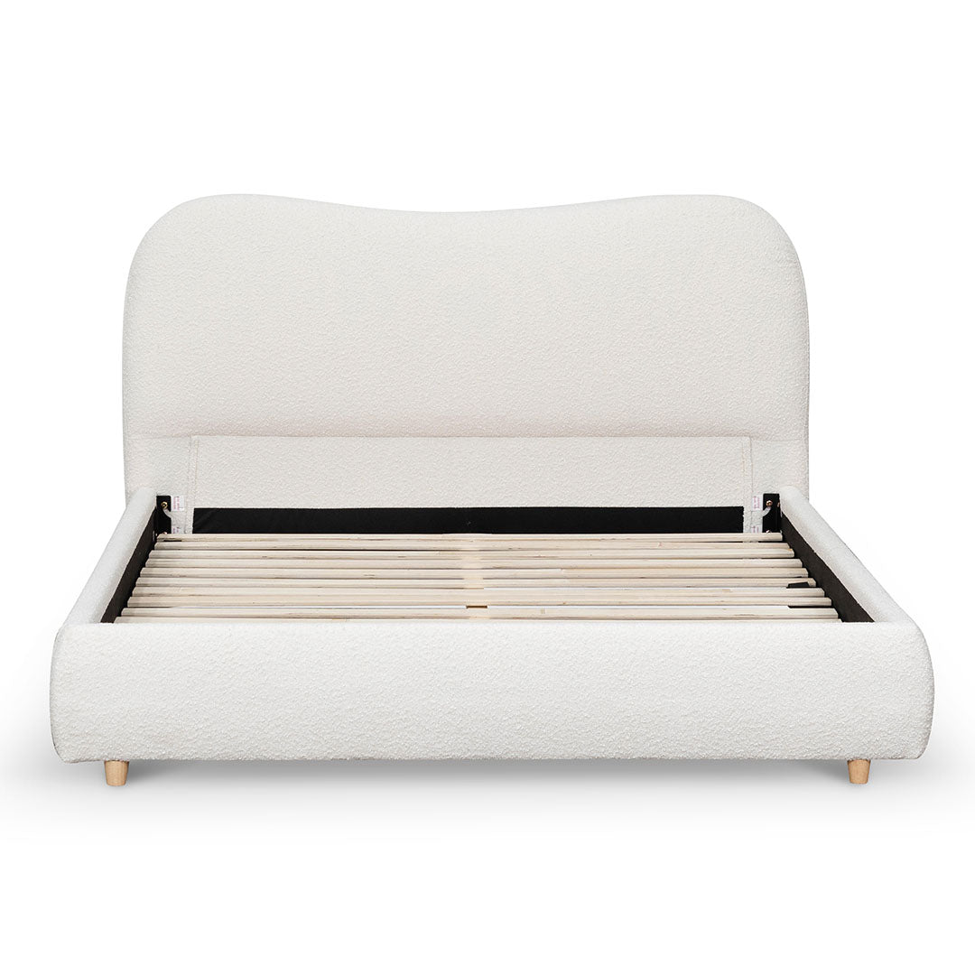 Cream White Boucle Queen Bed Frame