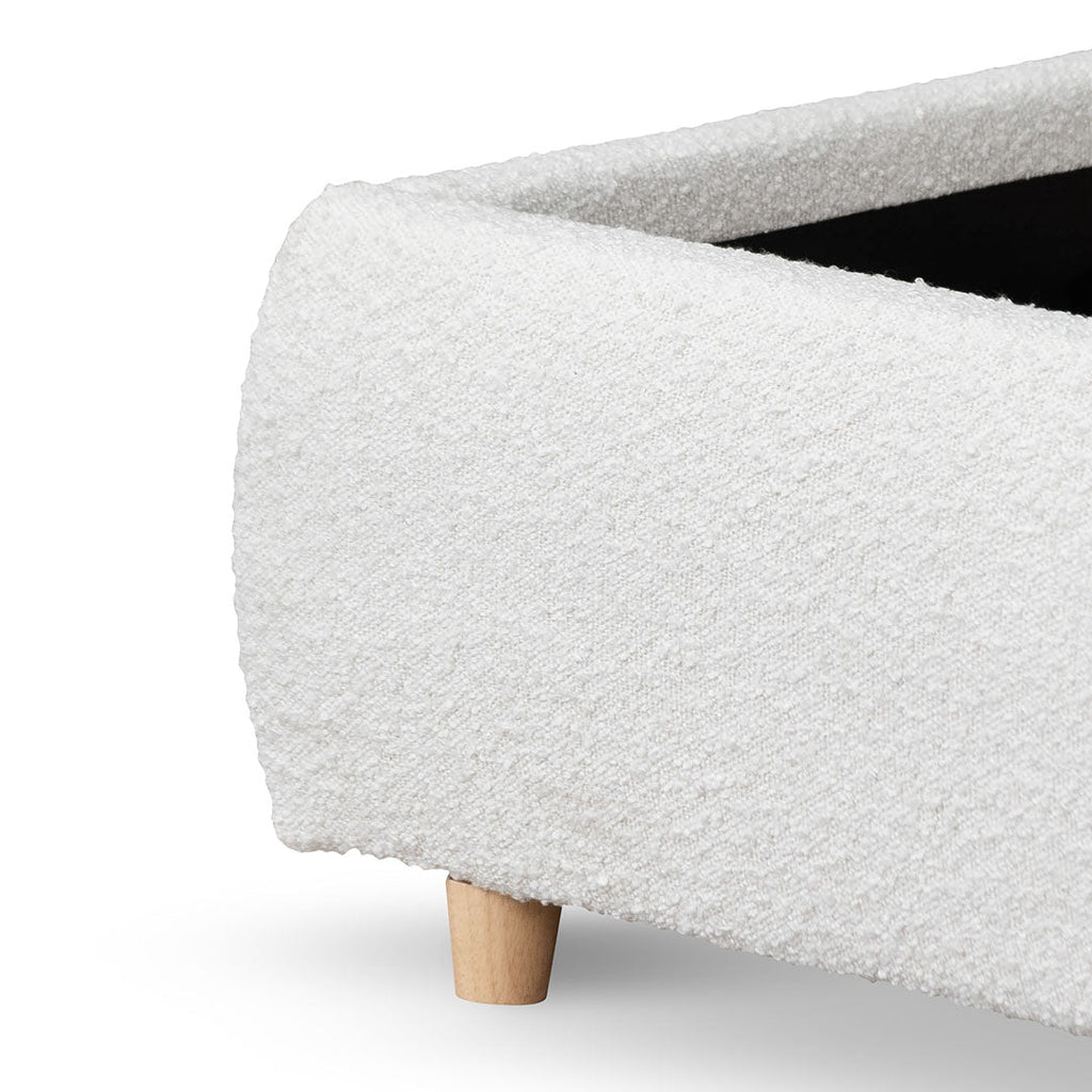 Cream White Boucle Queen Bed Frame