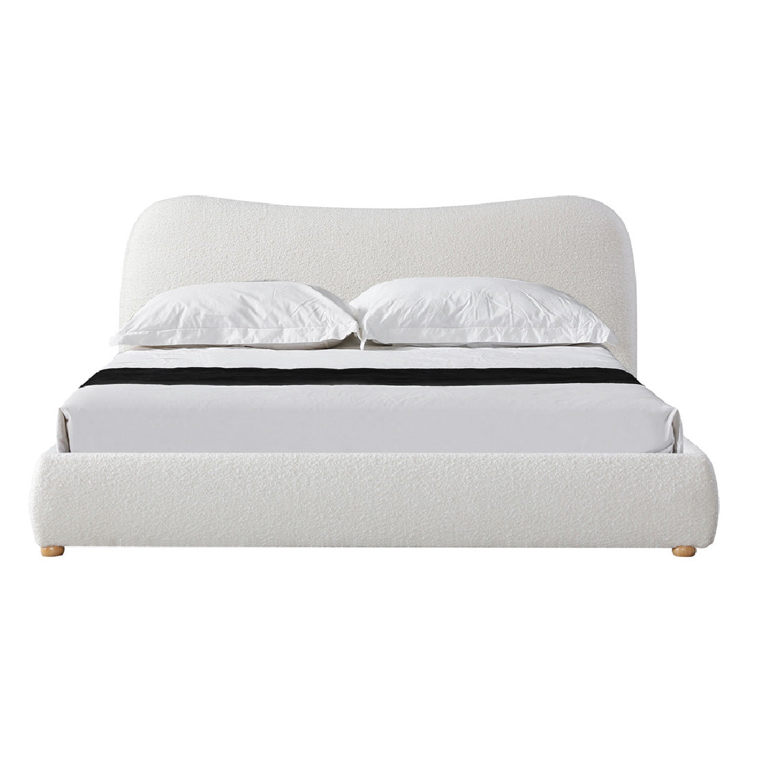 Cream White Boucle King Bed Frame