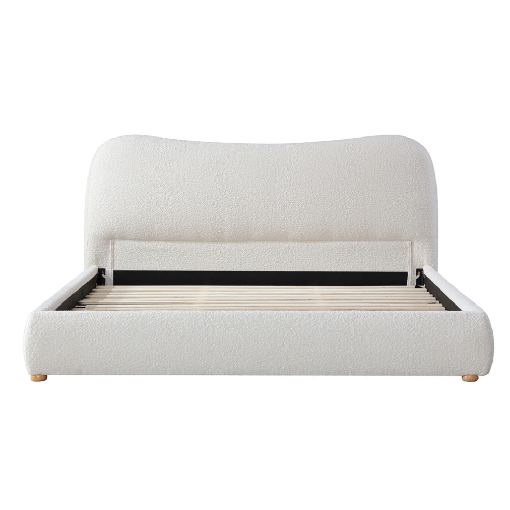 Cream White Boucle King Bed Frame