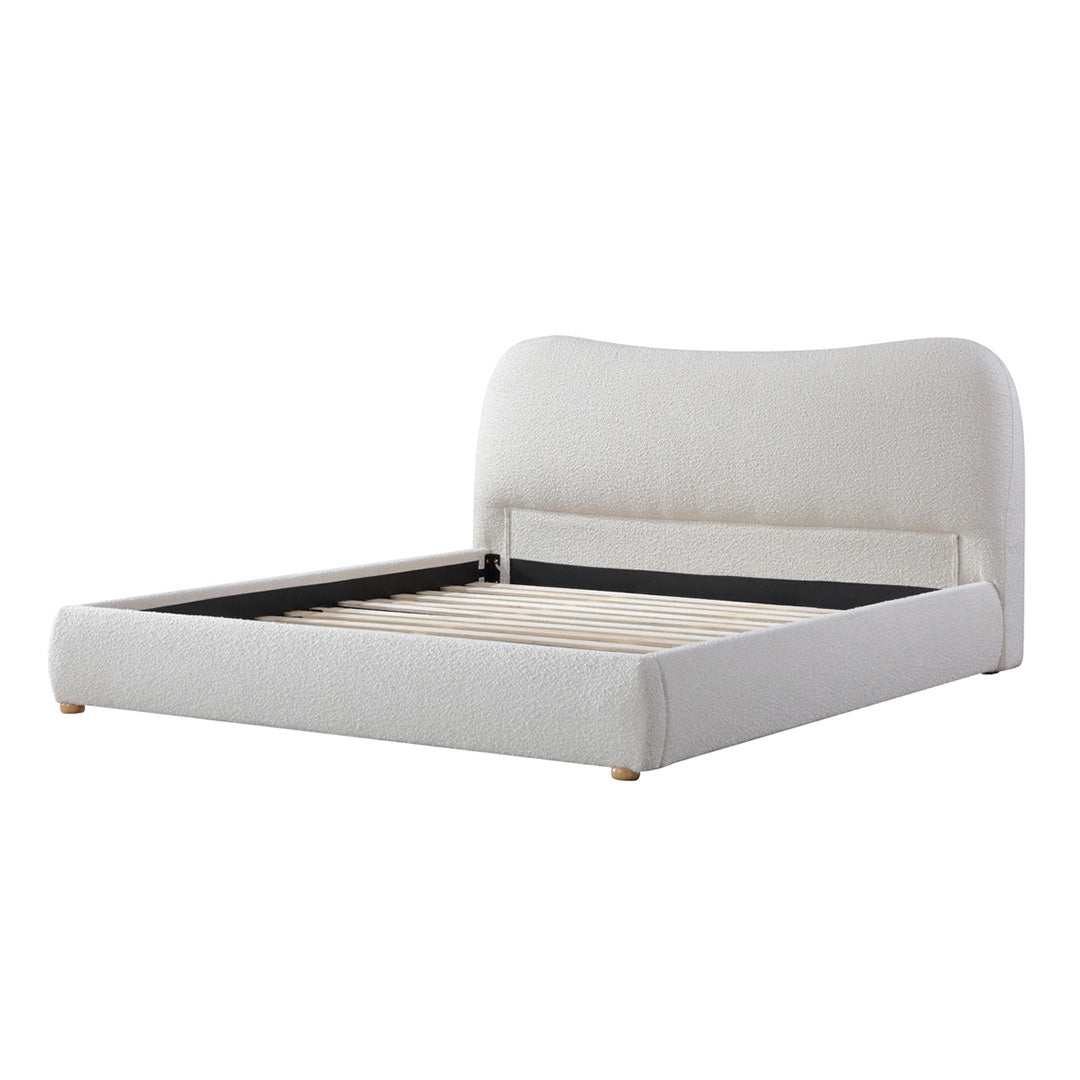 Cream White Boucle King Bed Frame