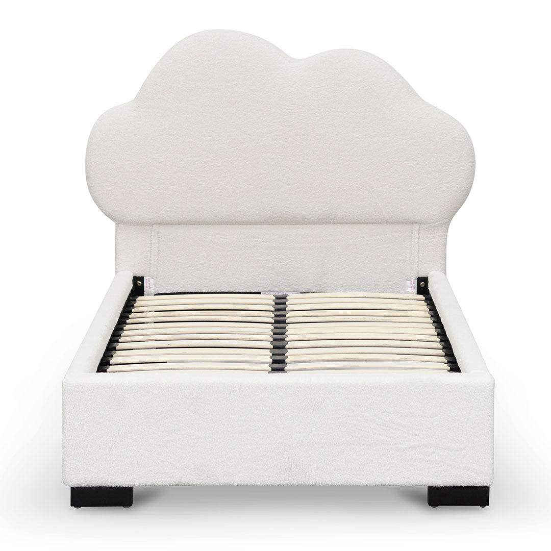 Beige White Fleece Single Bed Frame