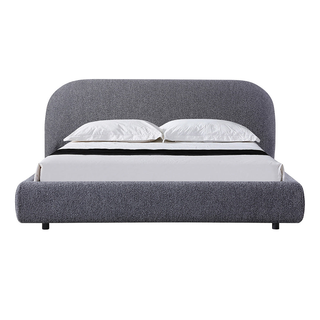 King Bed Frame - Charcoal Pepper Boucle